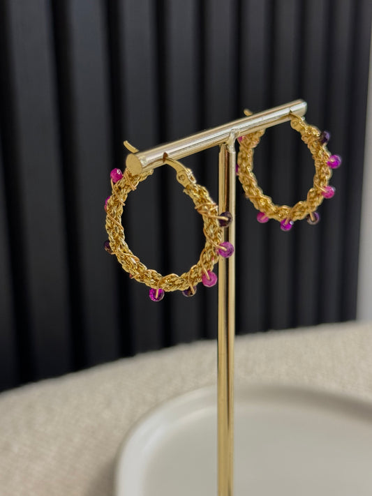 BEAD EARRINGS PURPLE