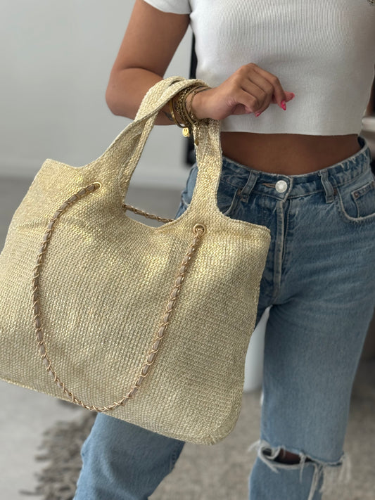 Sparkly Beach Bag | Beige