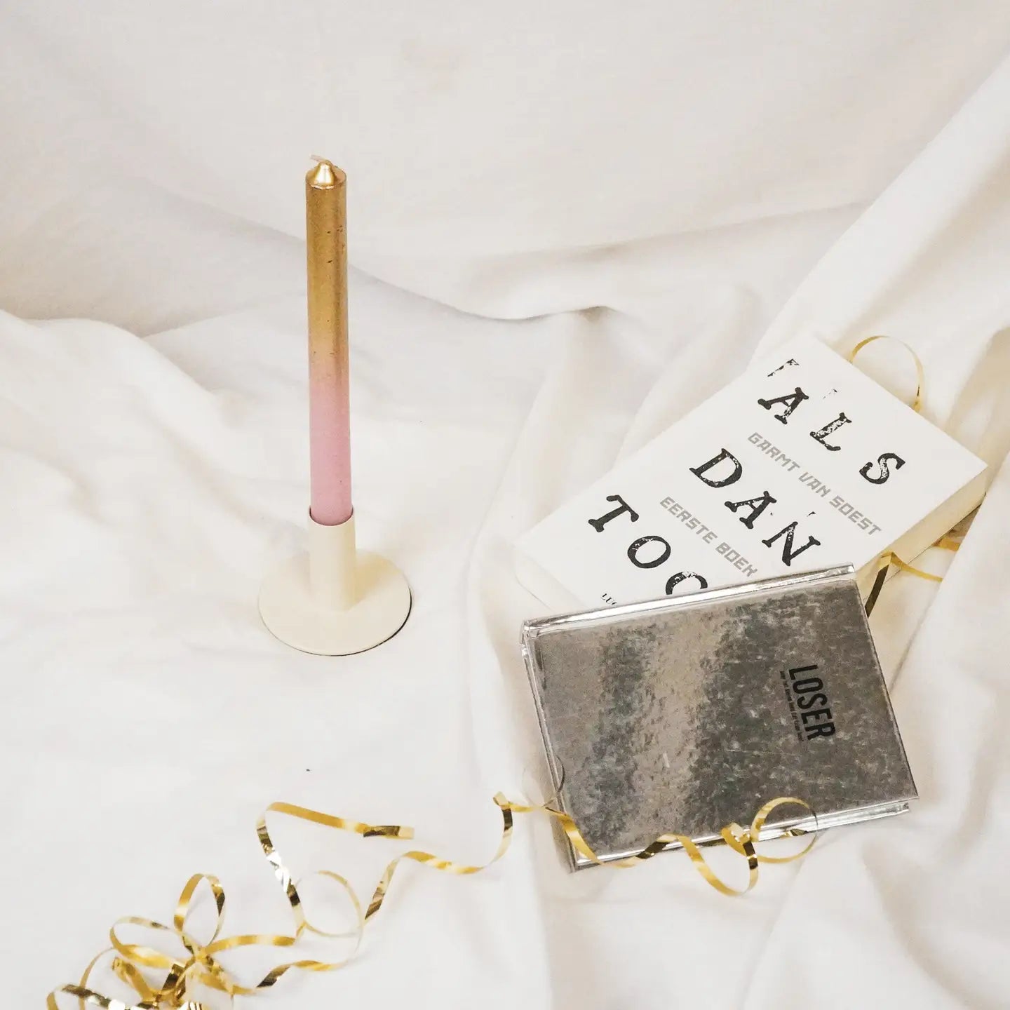 METALEN KANDELAAR BEIGE