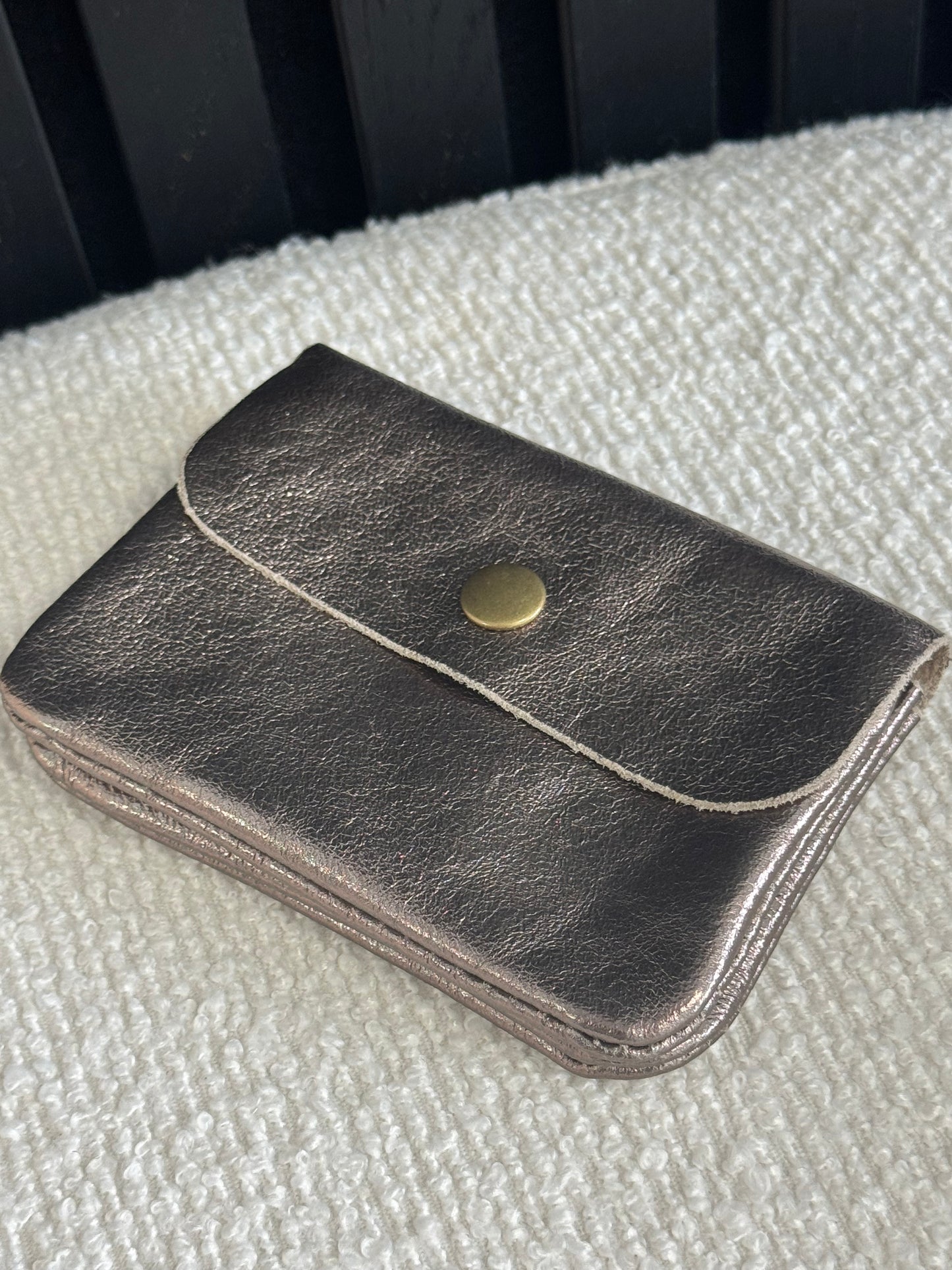 Shimmery Leather Wallet Taupe