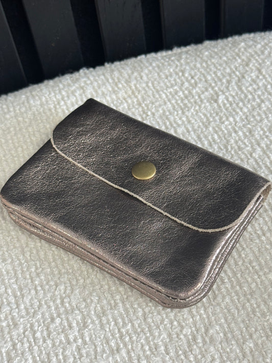 Shimmery Leather Wallet Taupe
