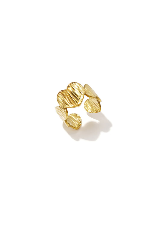striped love ring gold
