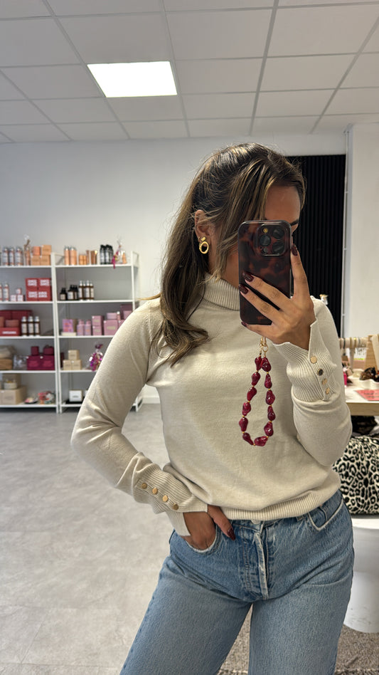 BUTTON TOP BEIGE