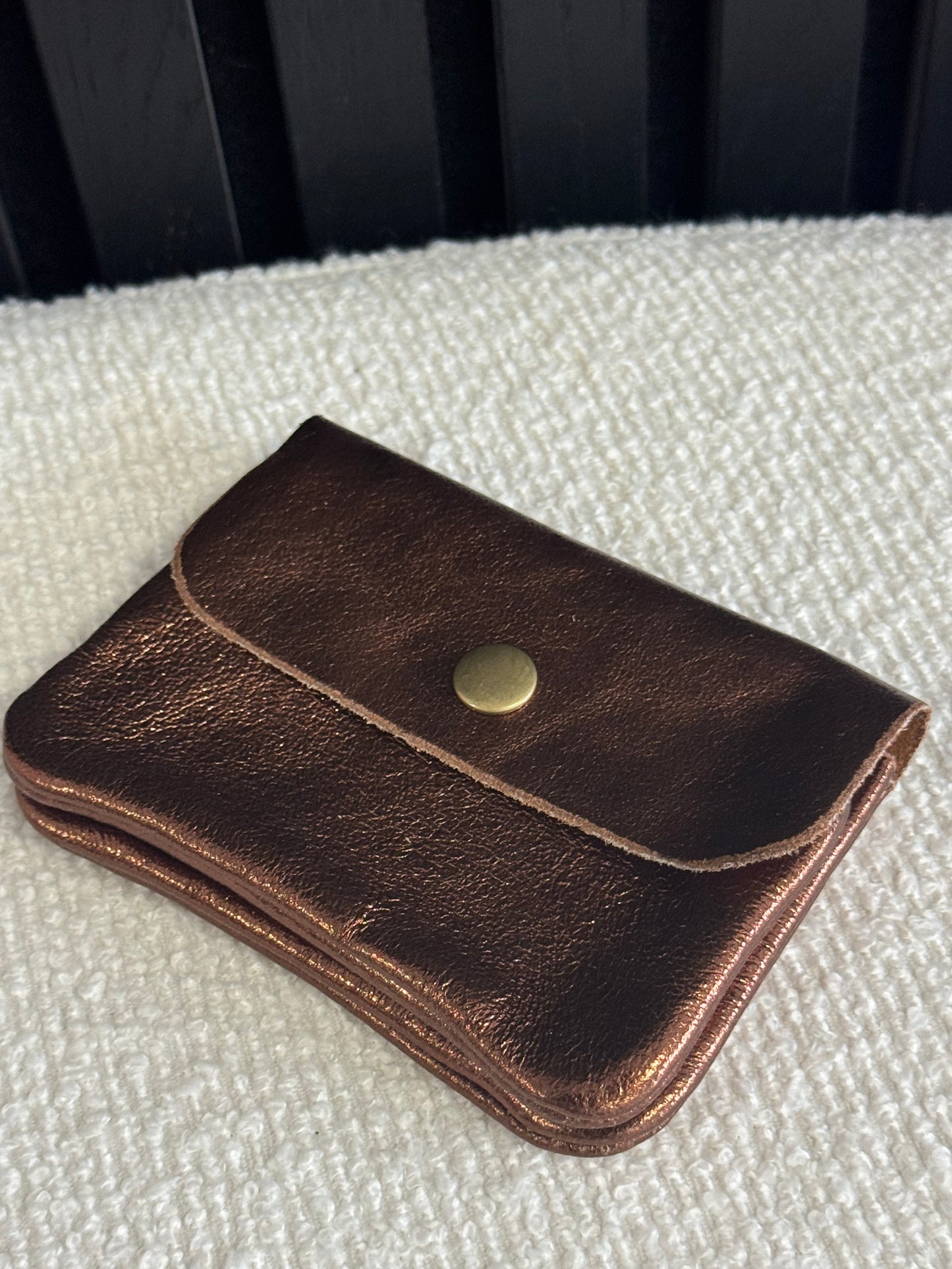 Shimmery Leather Wallet Brown
