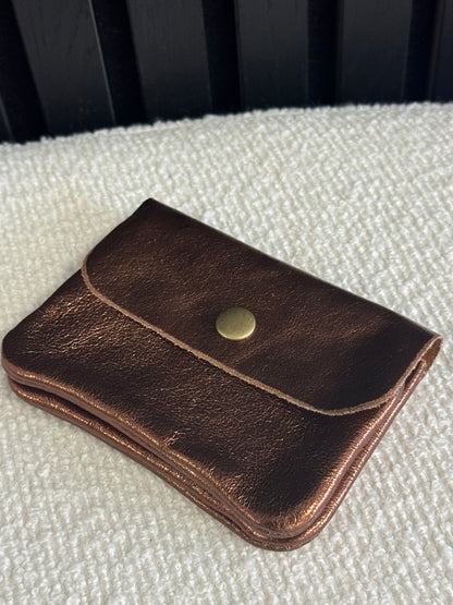 Shimmery Leather Wallet Brown