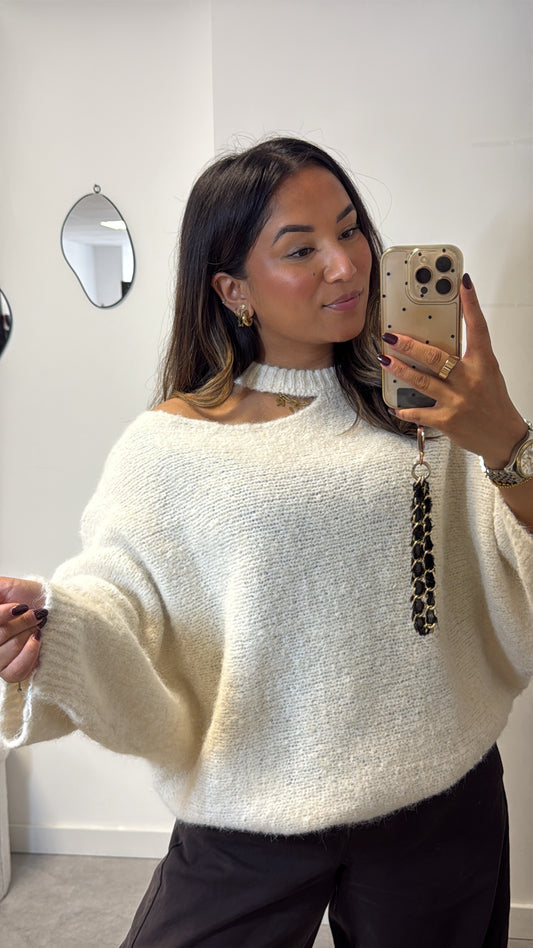 off shoulder sweater | white