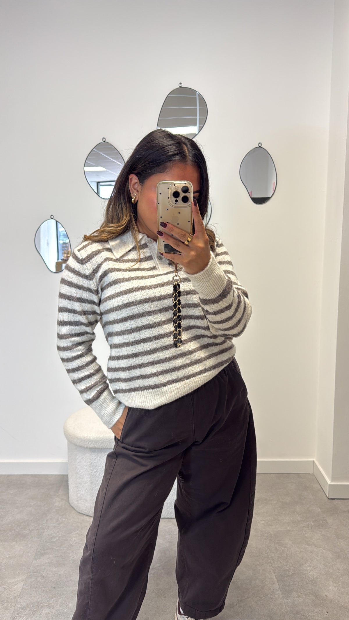 striped polo sweater