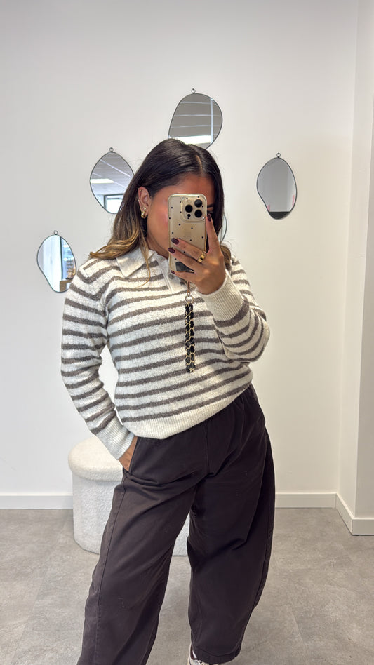 striped polo sweater