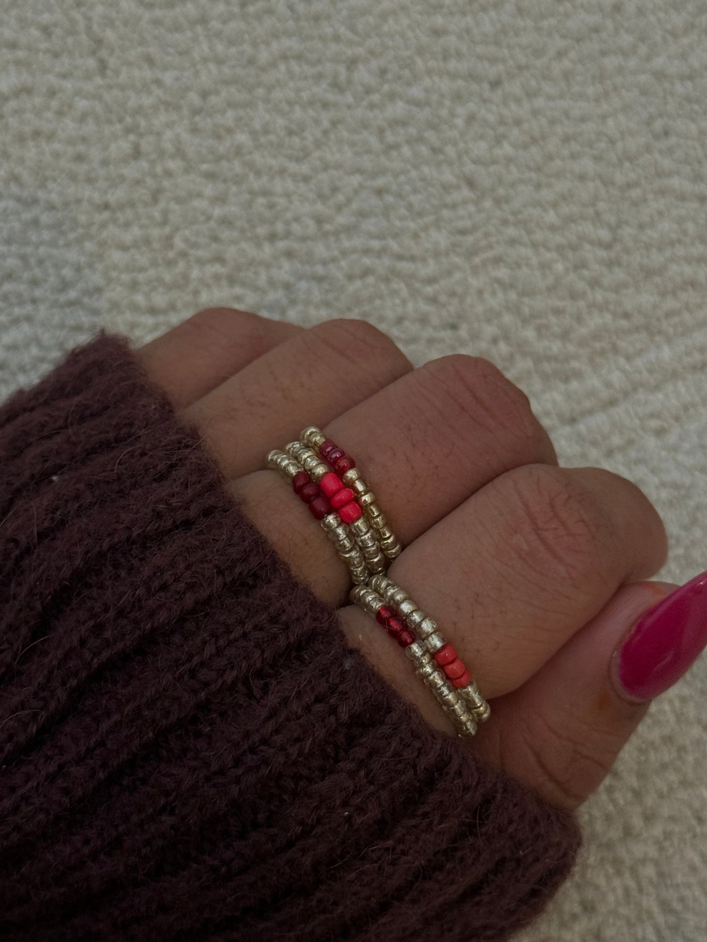 Burgundy Shimmer Mix Miyuki Ring