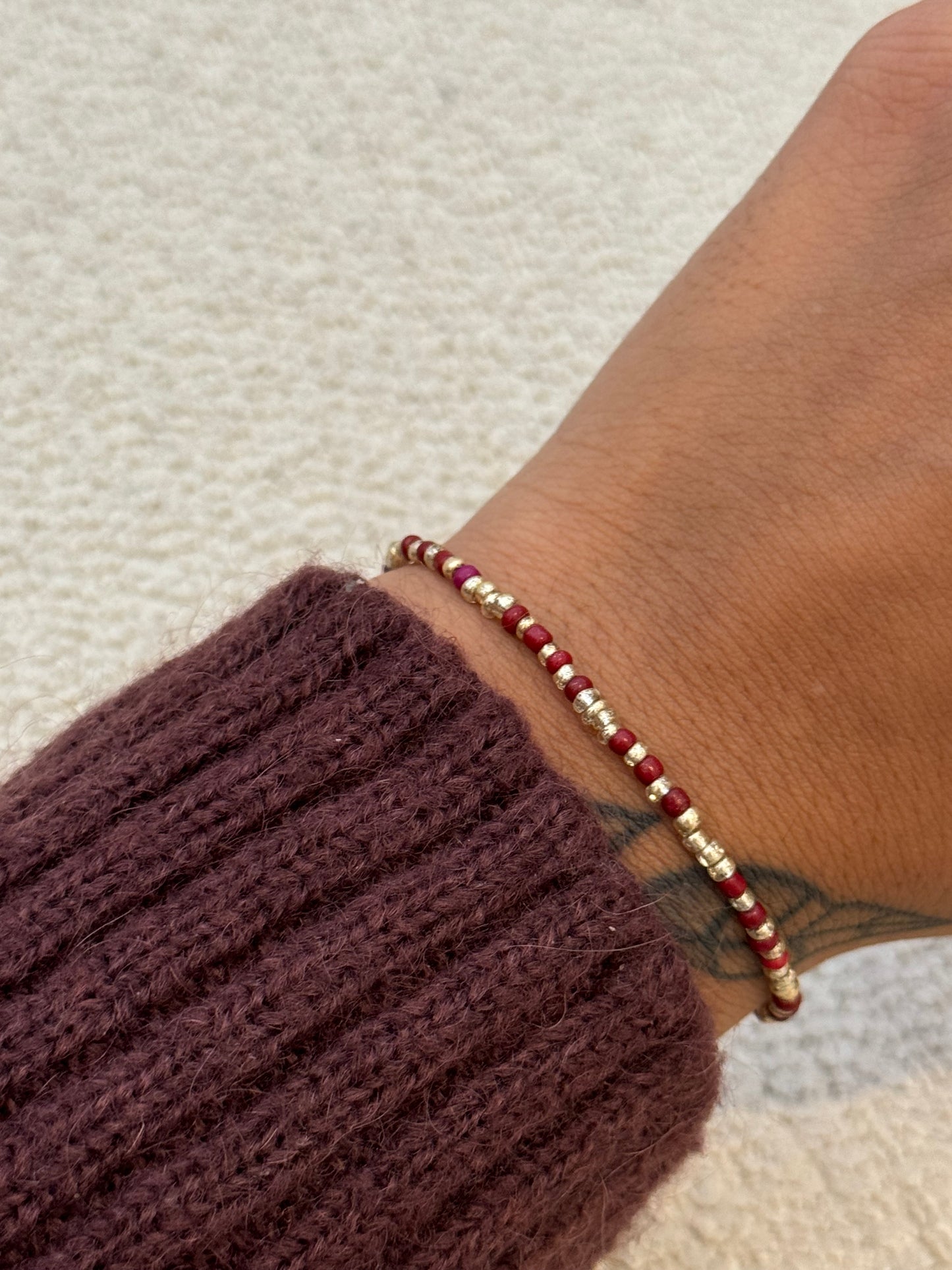 Burgundy Shimmer Mix Miyuki Ring