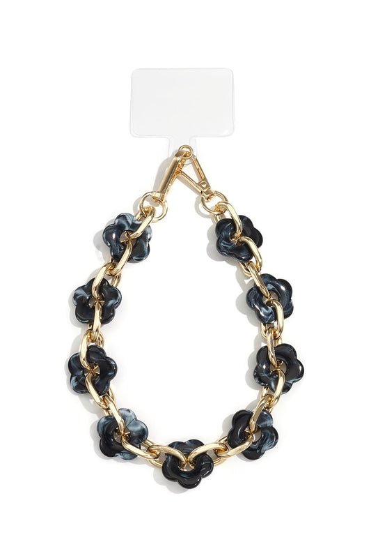 FLOWER PHONE CORD BLACK