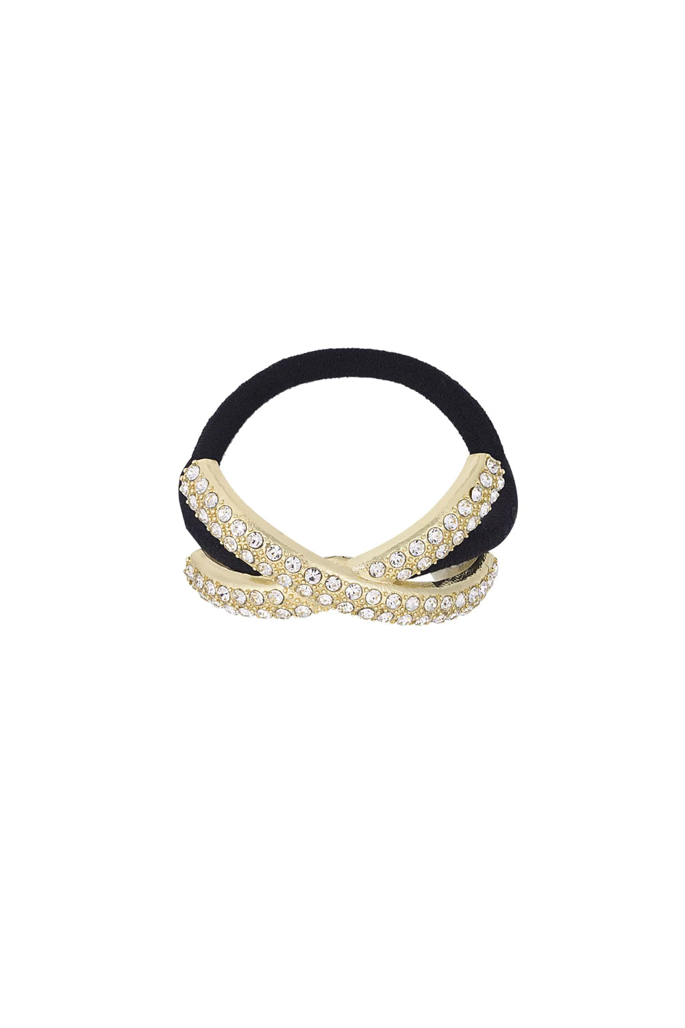 Strassy Cross Hair Tie Gold