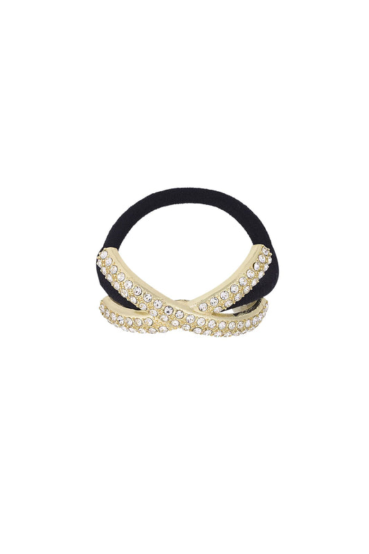 Strassy Cross Hair Tie Gold
