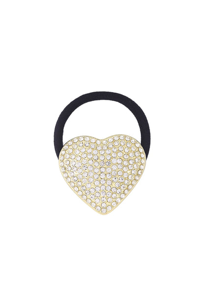 Strassy Heart Hair Tie Gold