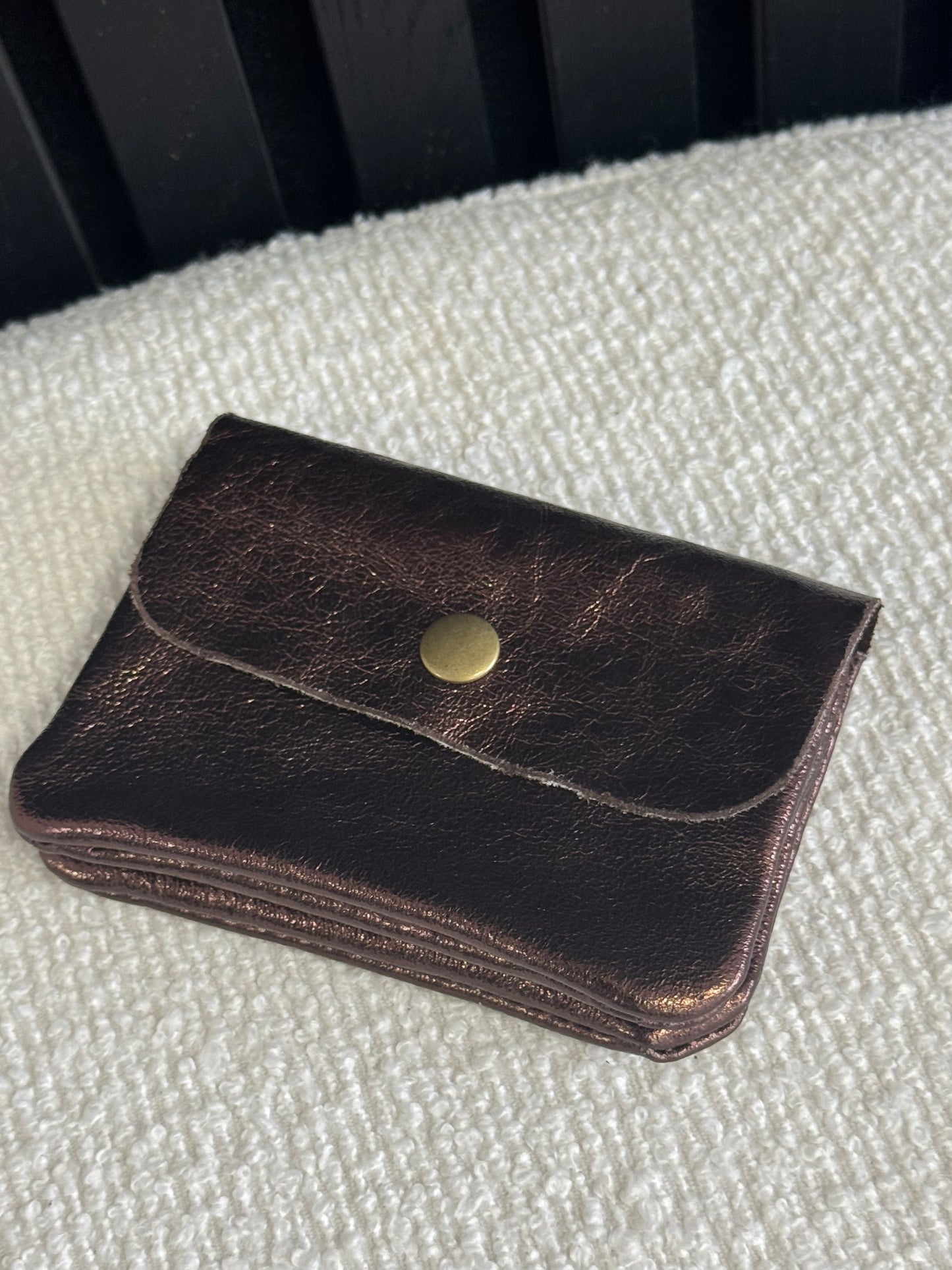 Shimmery Leather Wallet Choco