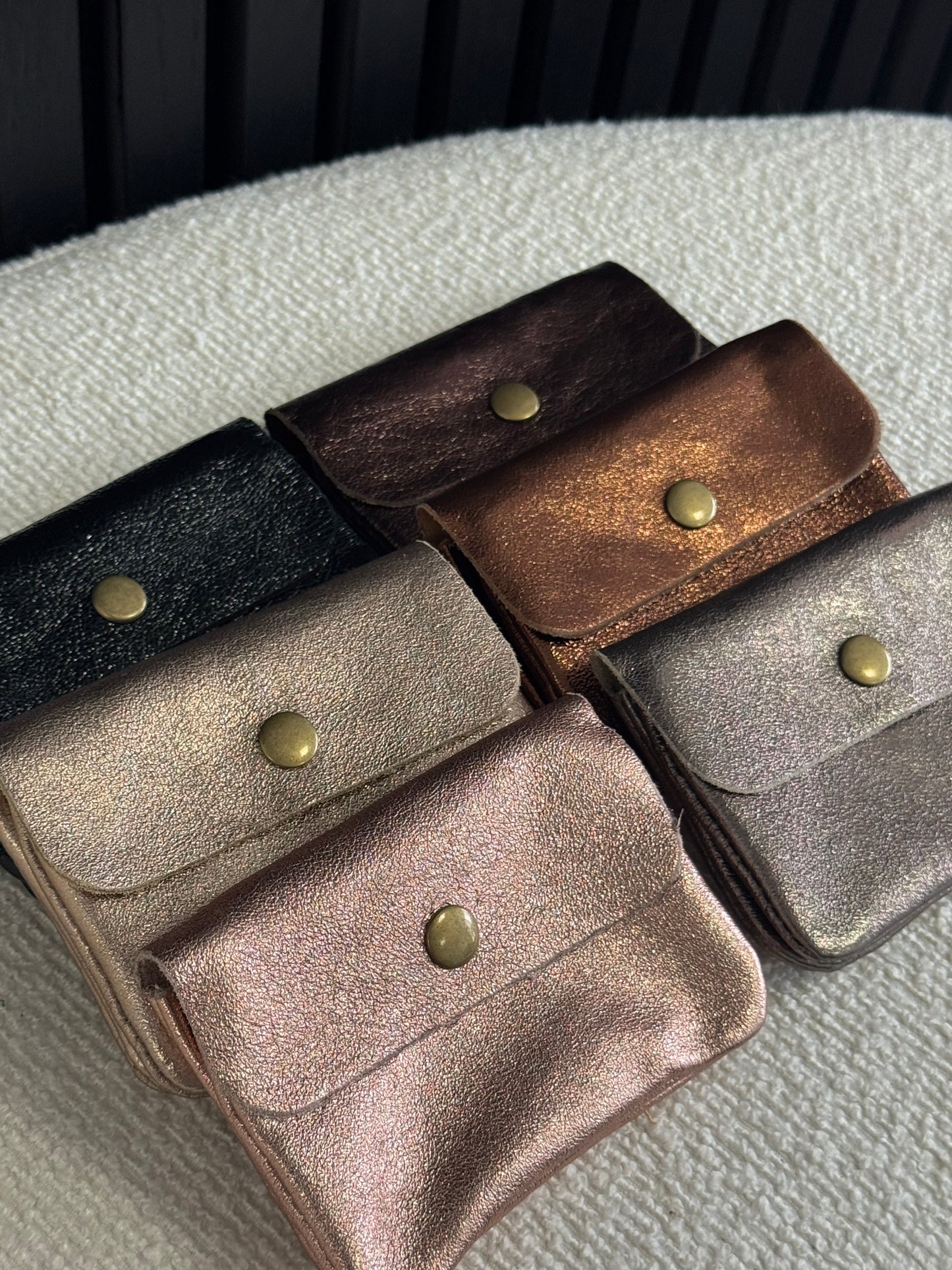 Shimmery Leather Wallet Brown