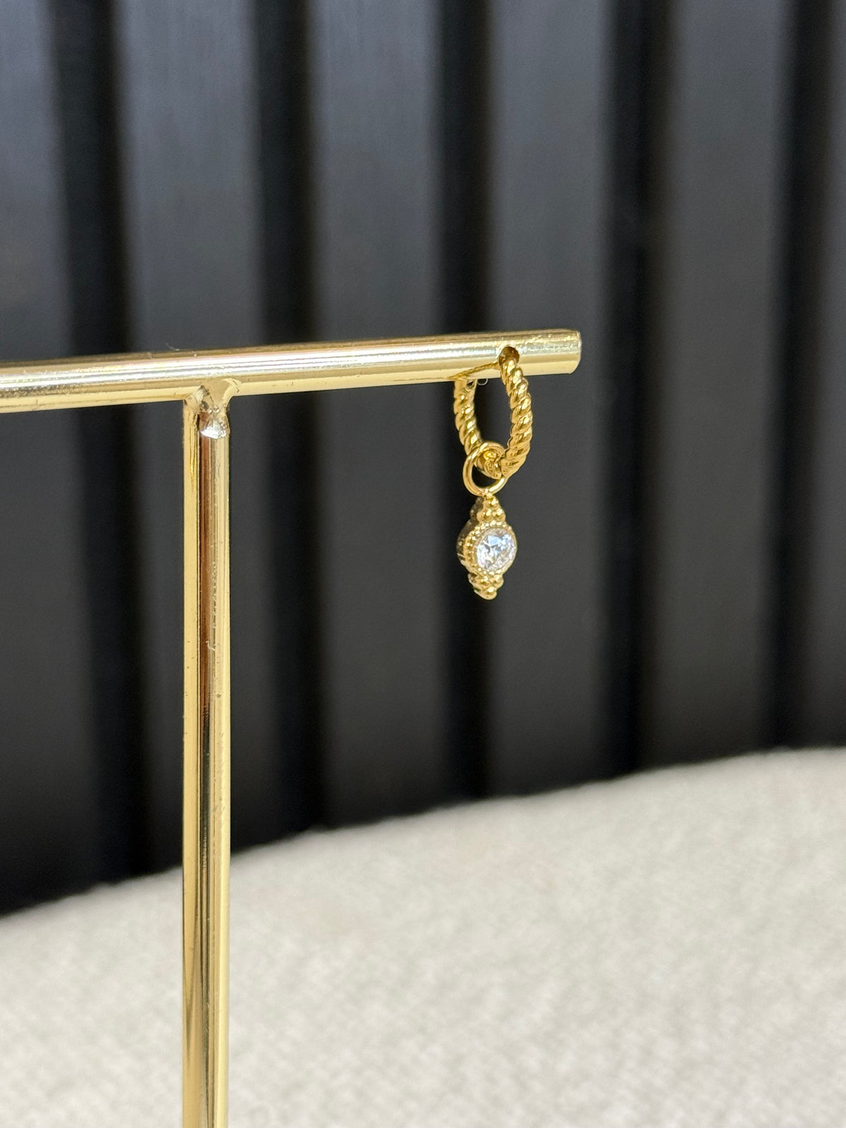 twisted diamond hoops gold | one piece
