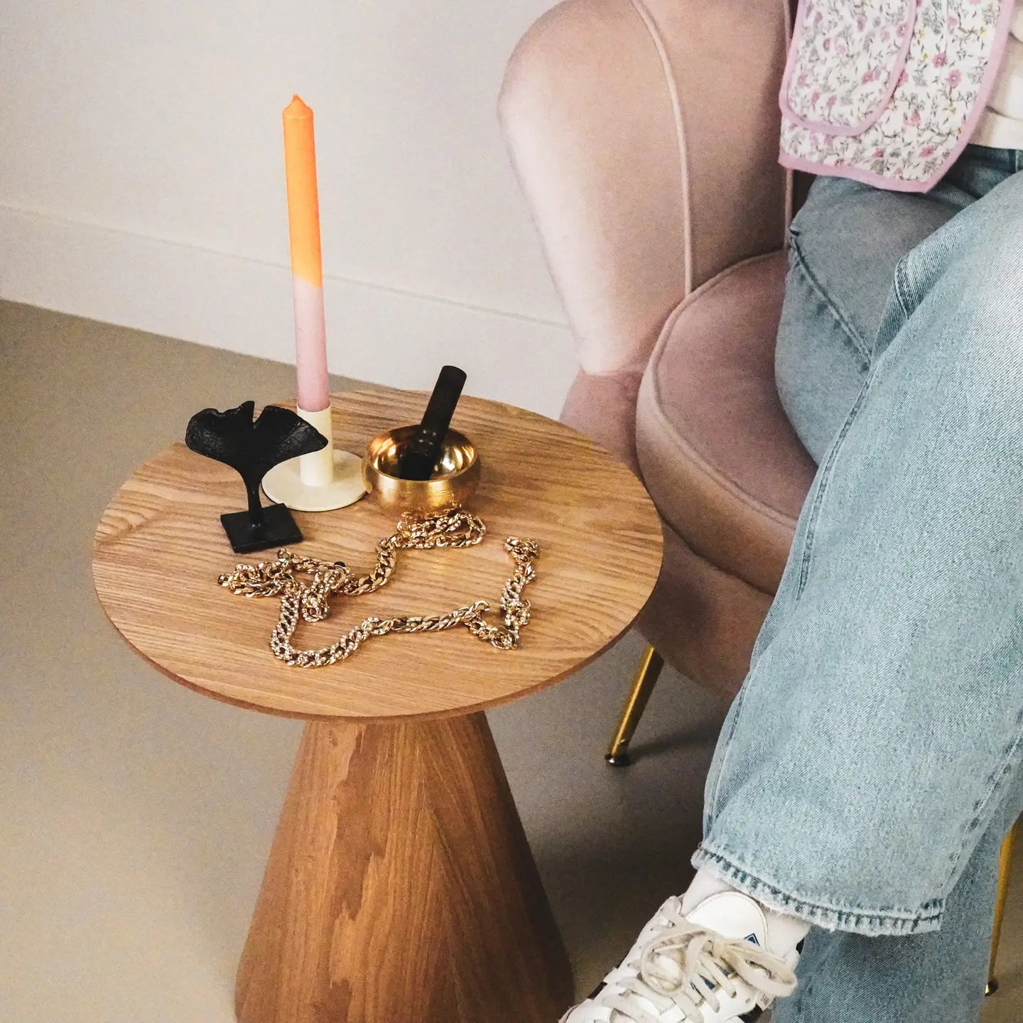 METALEN KANDELAAR BEIGE