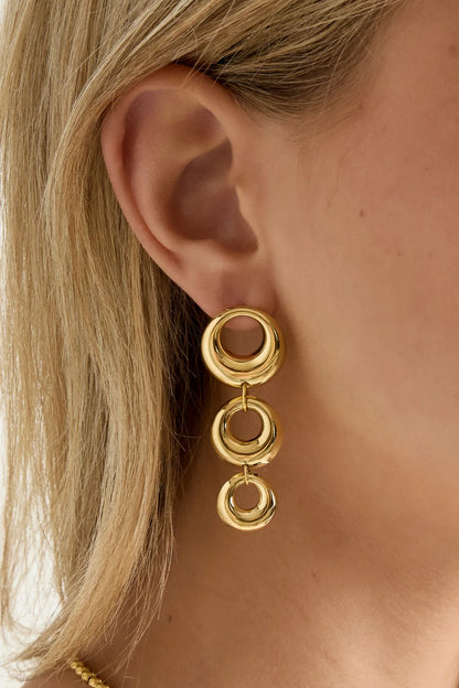 triple circle earstuds gold