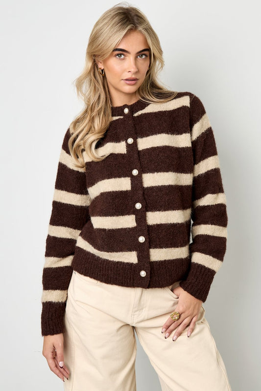 STRIPED CARDIGAN CHOCO