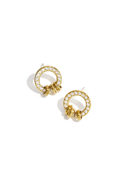 round diamond earstuds gold