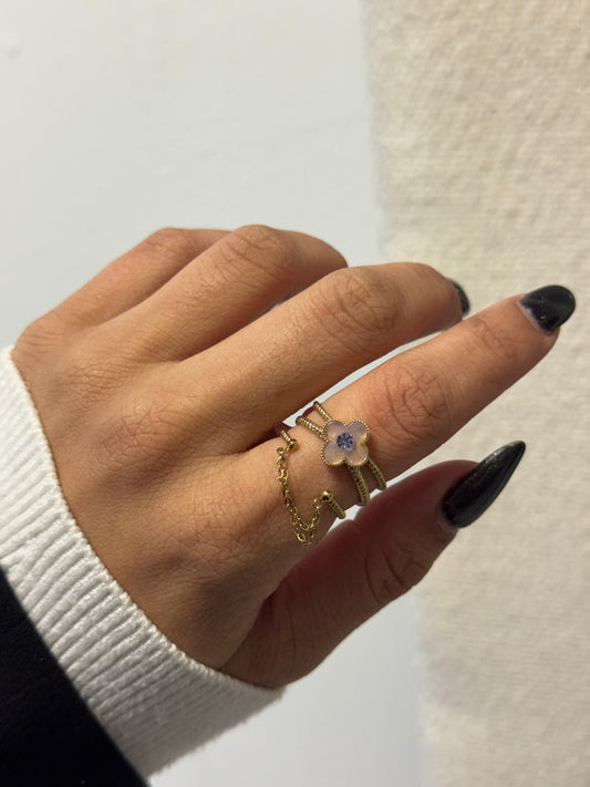 FLOWER CHAIN RING PURPLE