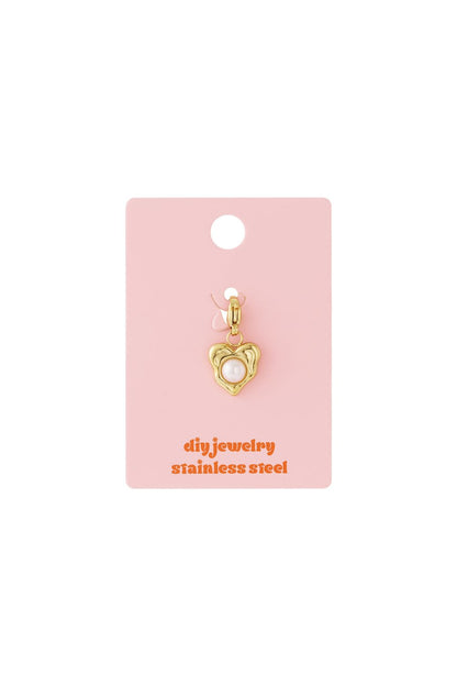 Pearly Heart Charm Gold