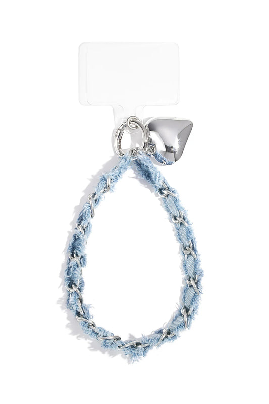 DENIM PHONE CORD LIGHT BLUE