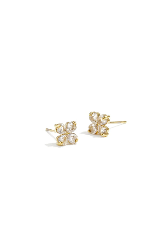 floral diamond earstuds gold