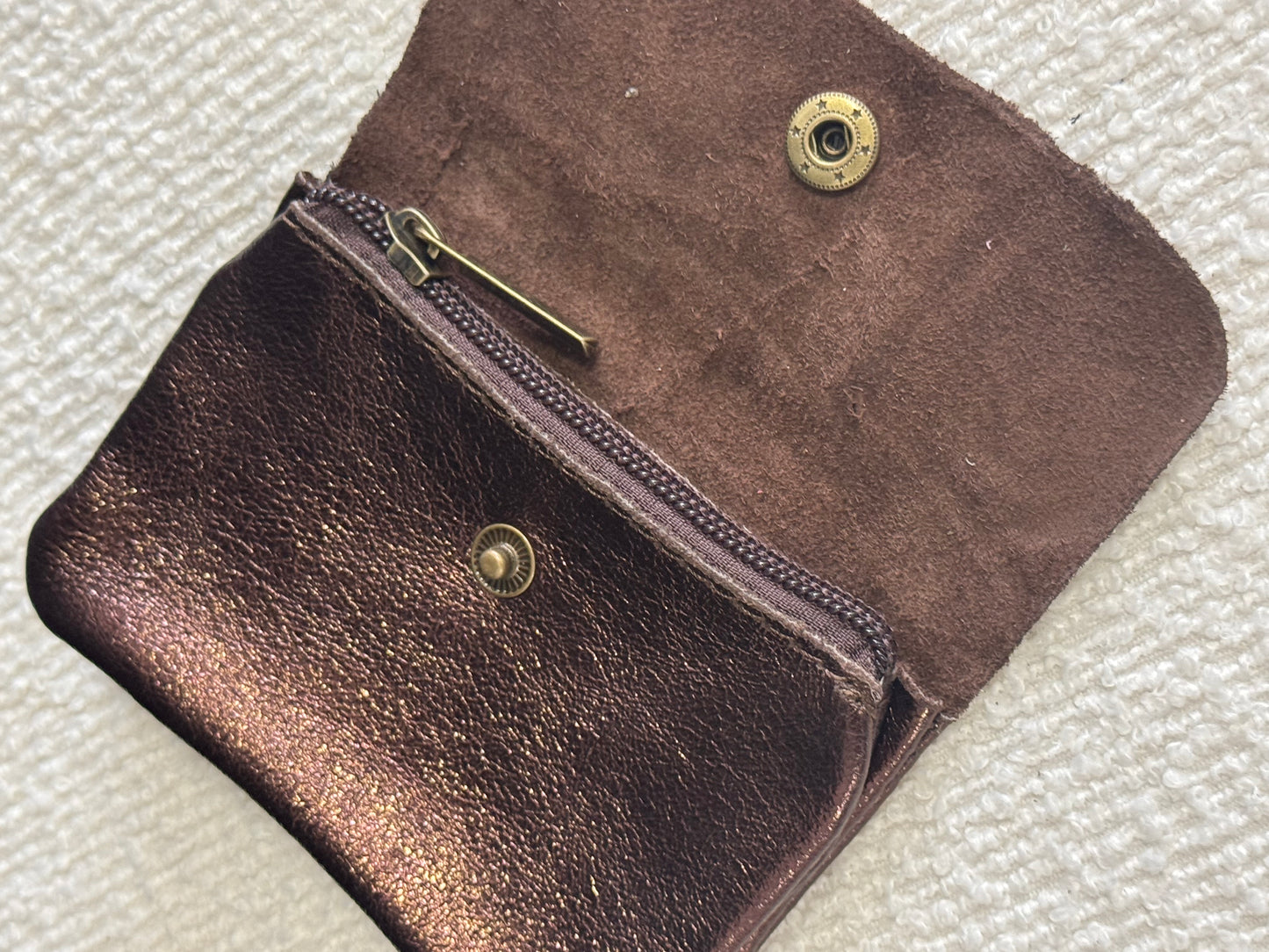 Shimmery Leather Wallet Choco