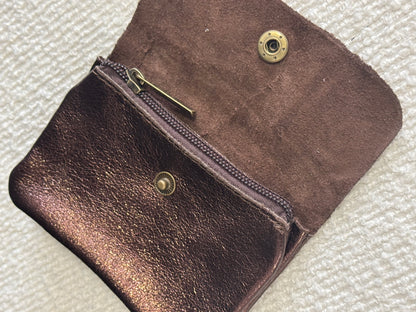 Shimmery Leather Wallet Choco