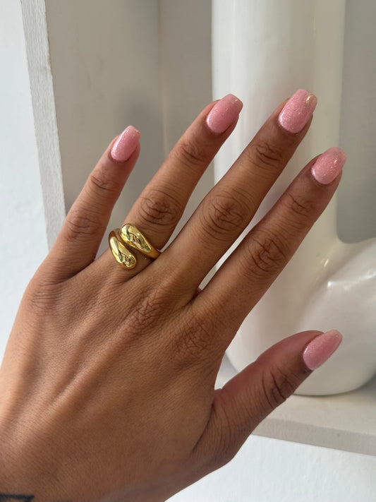 Twin Drop Ring Gold
