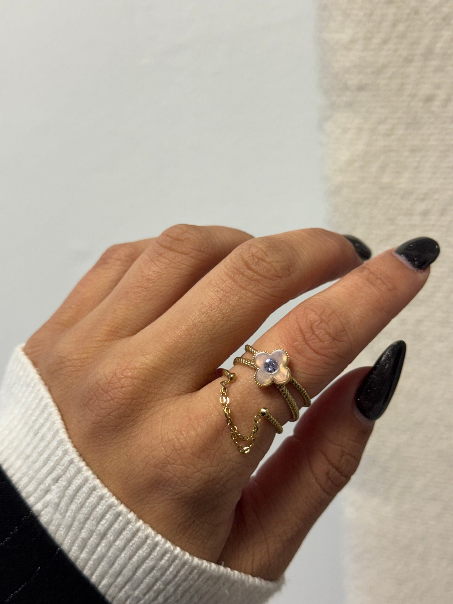 FLOWER CHAIN RING PURPLE