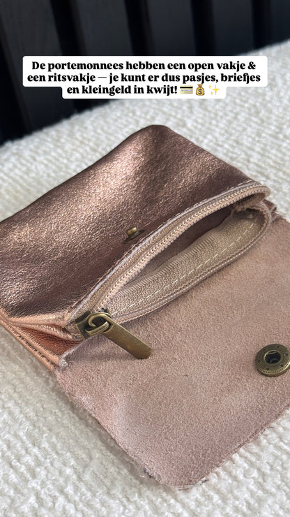 Shimmery Leather Wallet Pink