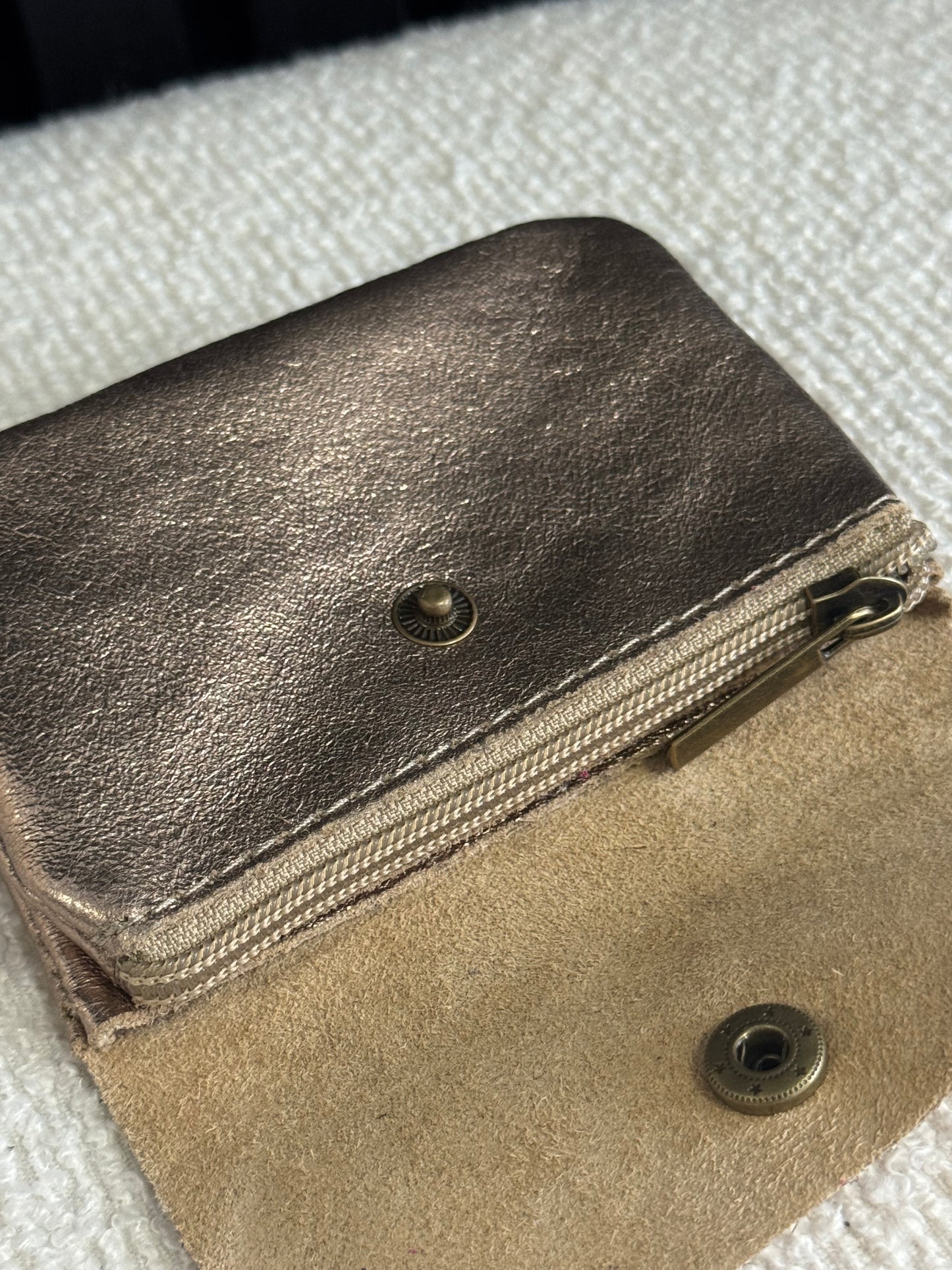 Shimmery Leather Wallet Champagne
