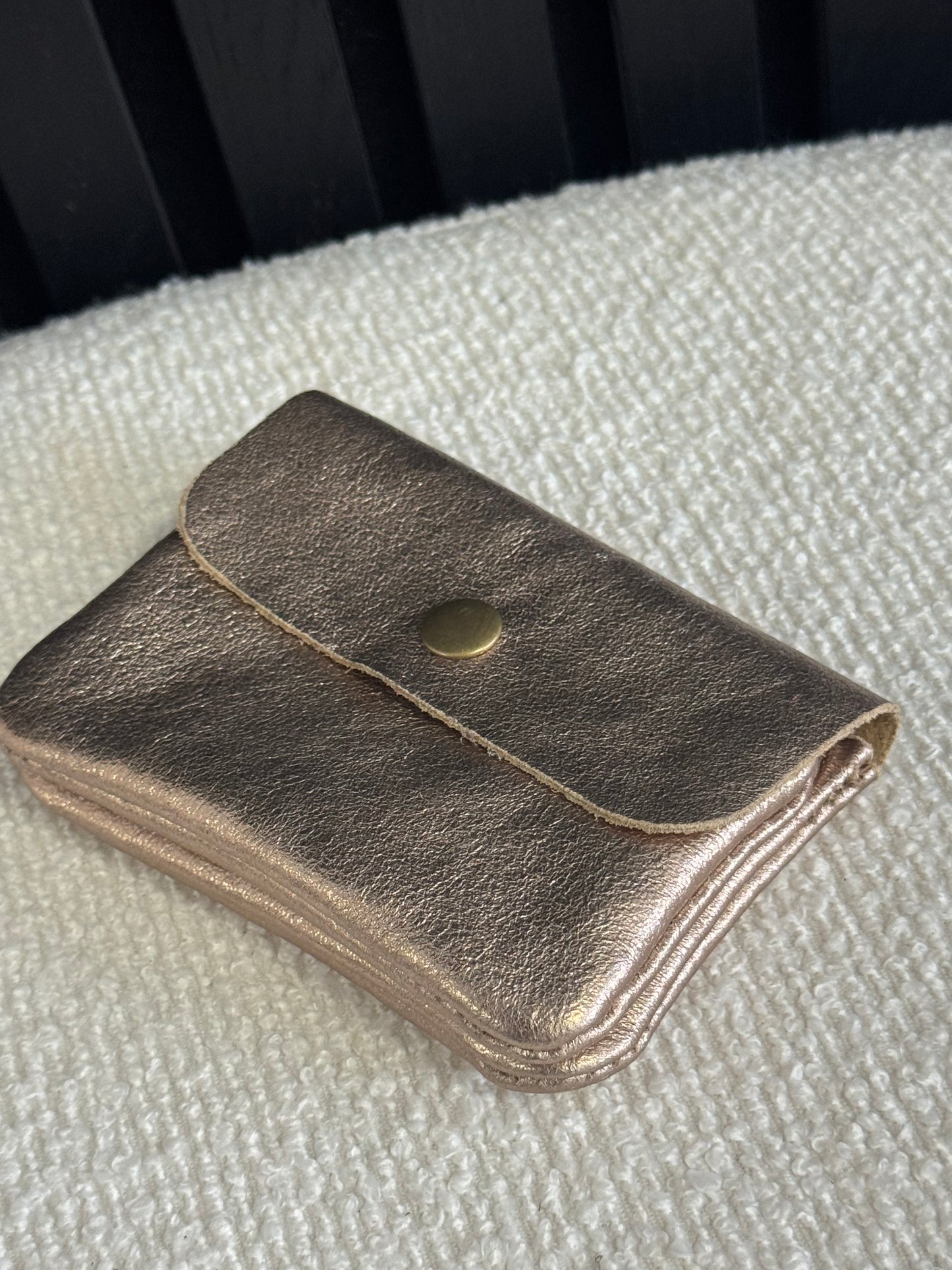 Shimmery Leather Wallet Champagne