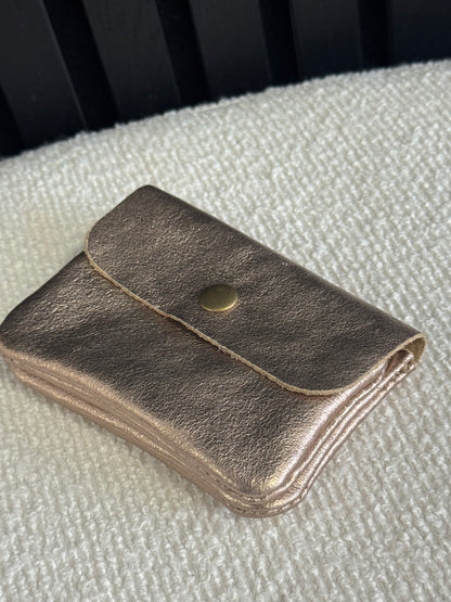 Shimmery Leather Wallet Champagne