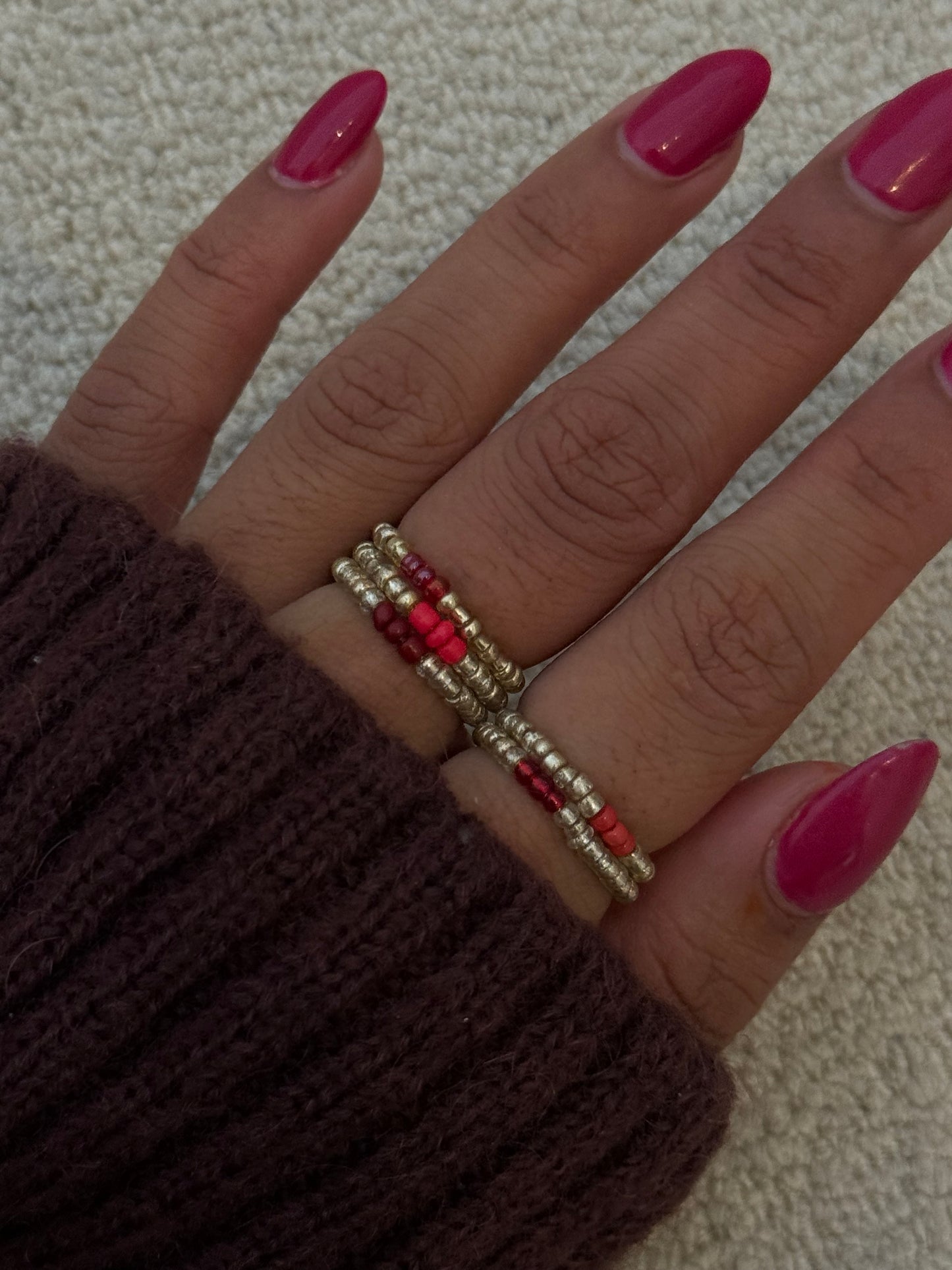 Burgundy Shimmer Mix Miyuki Ring