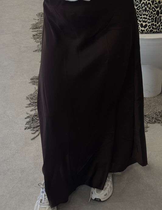 SATIN SKIRT CHOCO