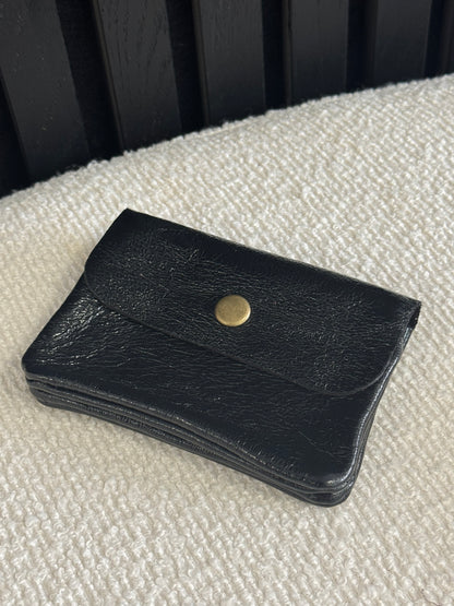 Shimmery Leather Wallet Black
