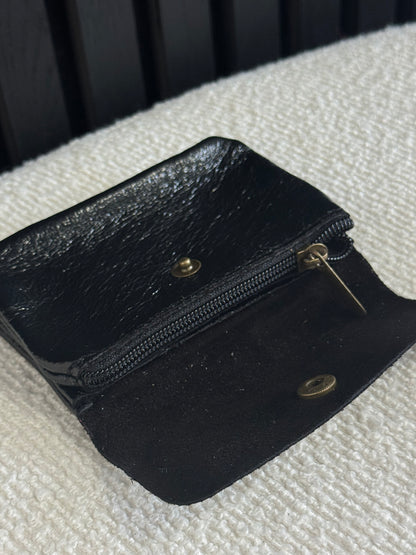 Shimmery Leather Wallet Black