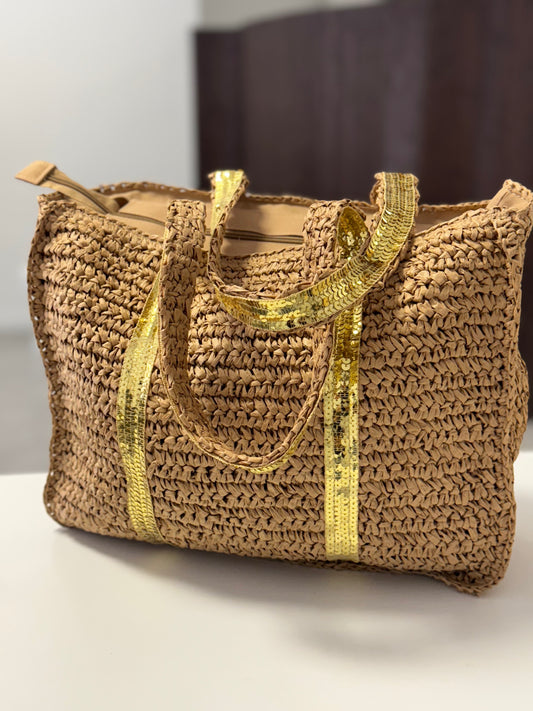Jute Beach Bag Khaki