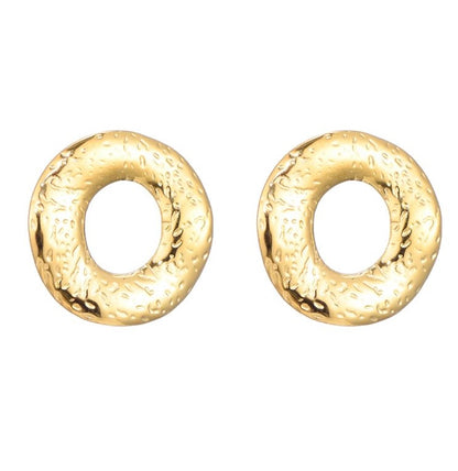 STRUCTURED DONUT EARSTUDS GOLD