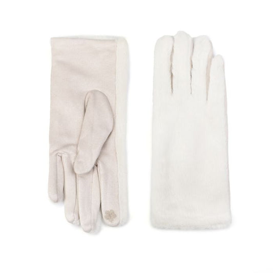 FAUX FUR GLOVES WHITE