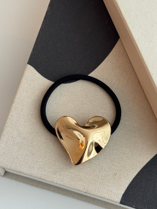 Hair Tie Heart Gold