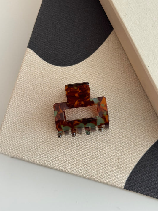 Mini Print Hairclip Brown