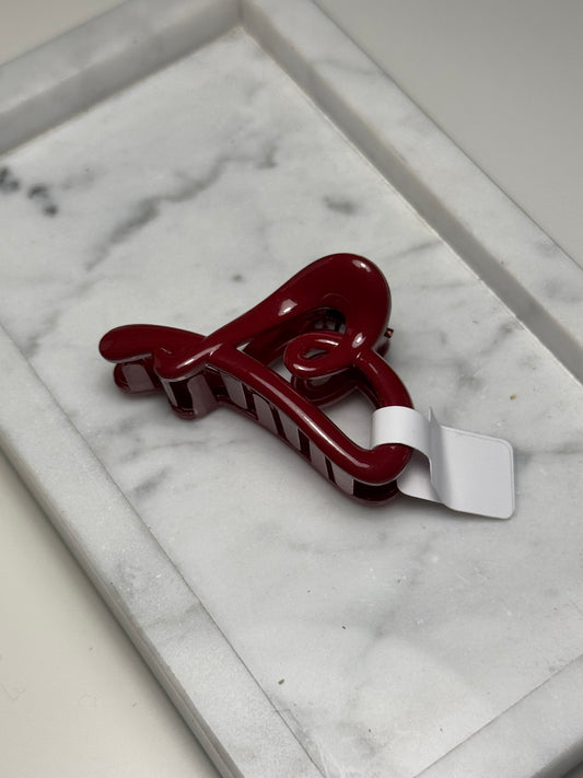Mini Lovely Heart Hairclip Burgundy