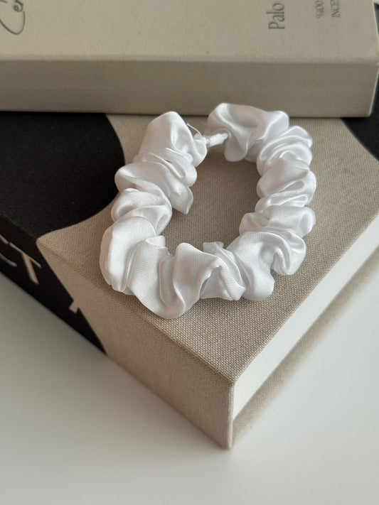 Mini Silky Scrunchie White