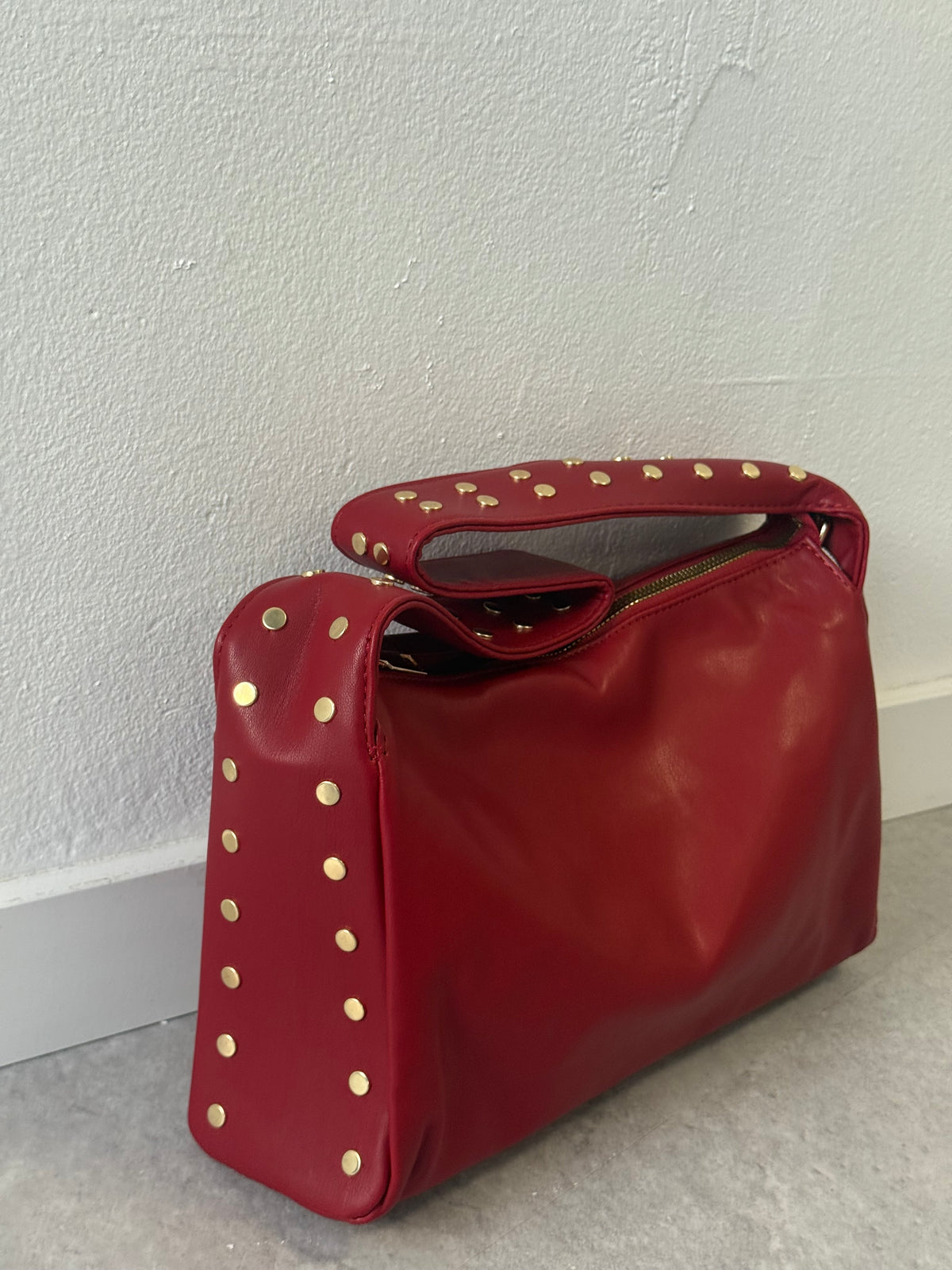 studded bag red