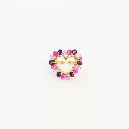 Bead Mix Ring Fuchsia
